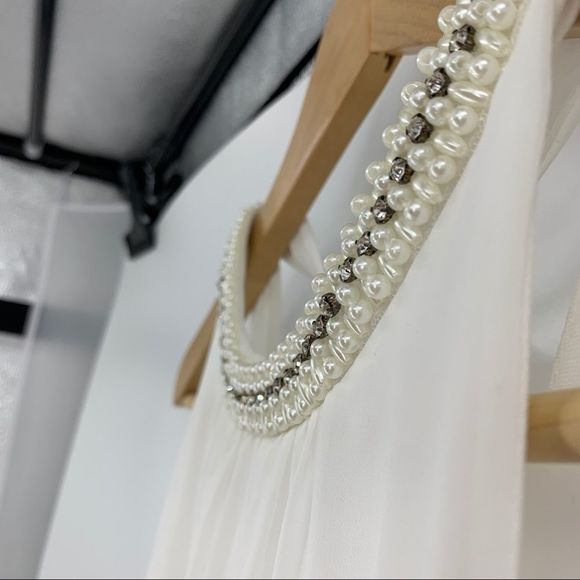 Soprano Swing Dress 9269 Small Chiffon White Beade - Picture 5 of 8